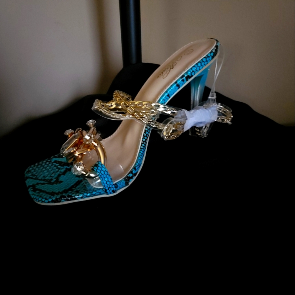Blue and Gold Snakeskin Shoes